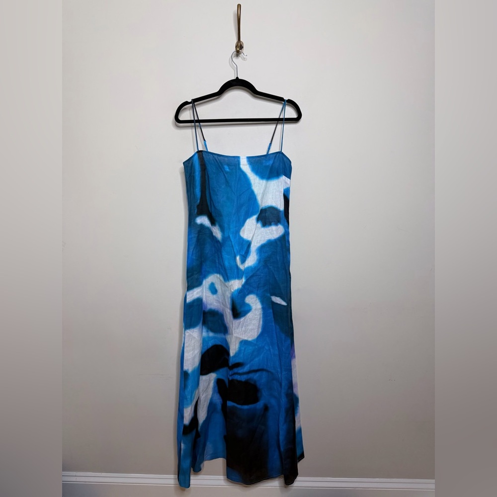 STAUD Laura Linen Dress Blue Haze - Picture 3 of 9